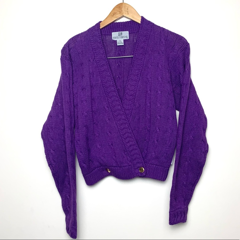 Vintage NWT Sweet Briar Chunky Cable Cut-Off Cropped Knit Cardigan